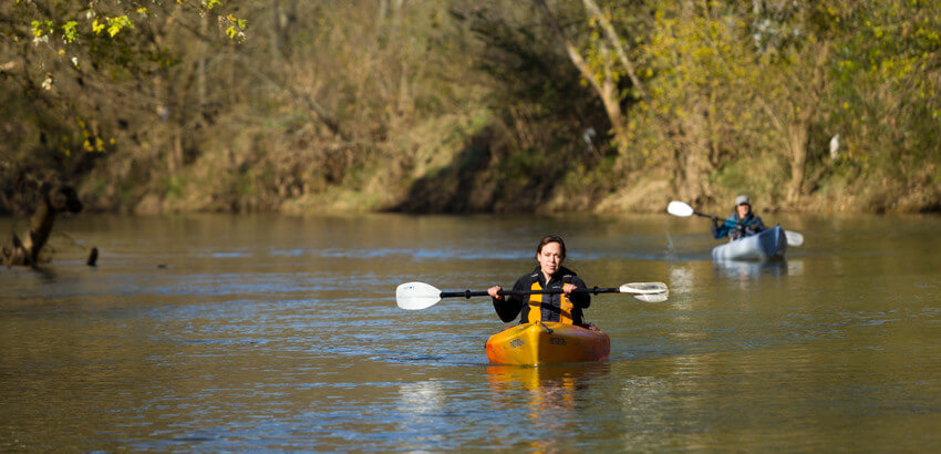 Kayaking on a river