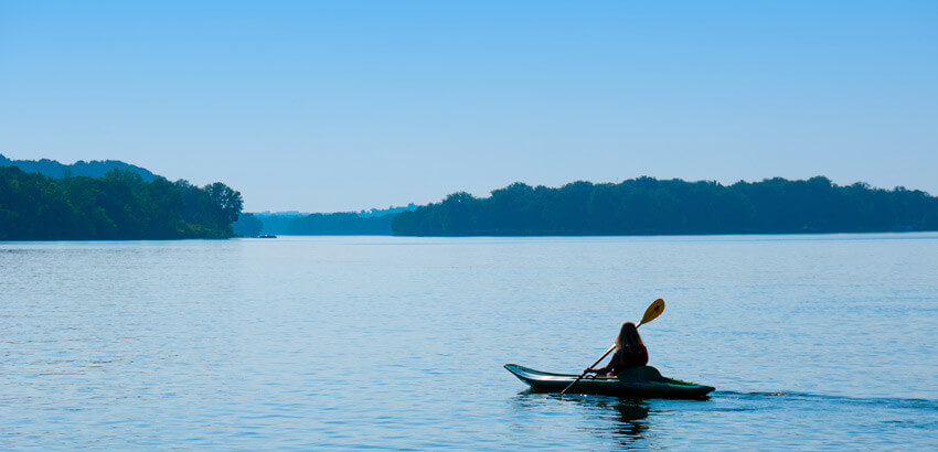 Kayaking in open water