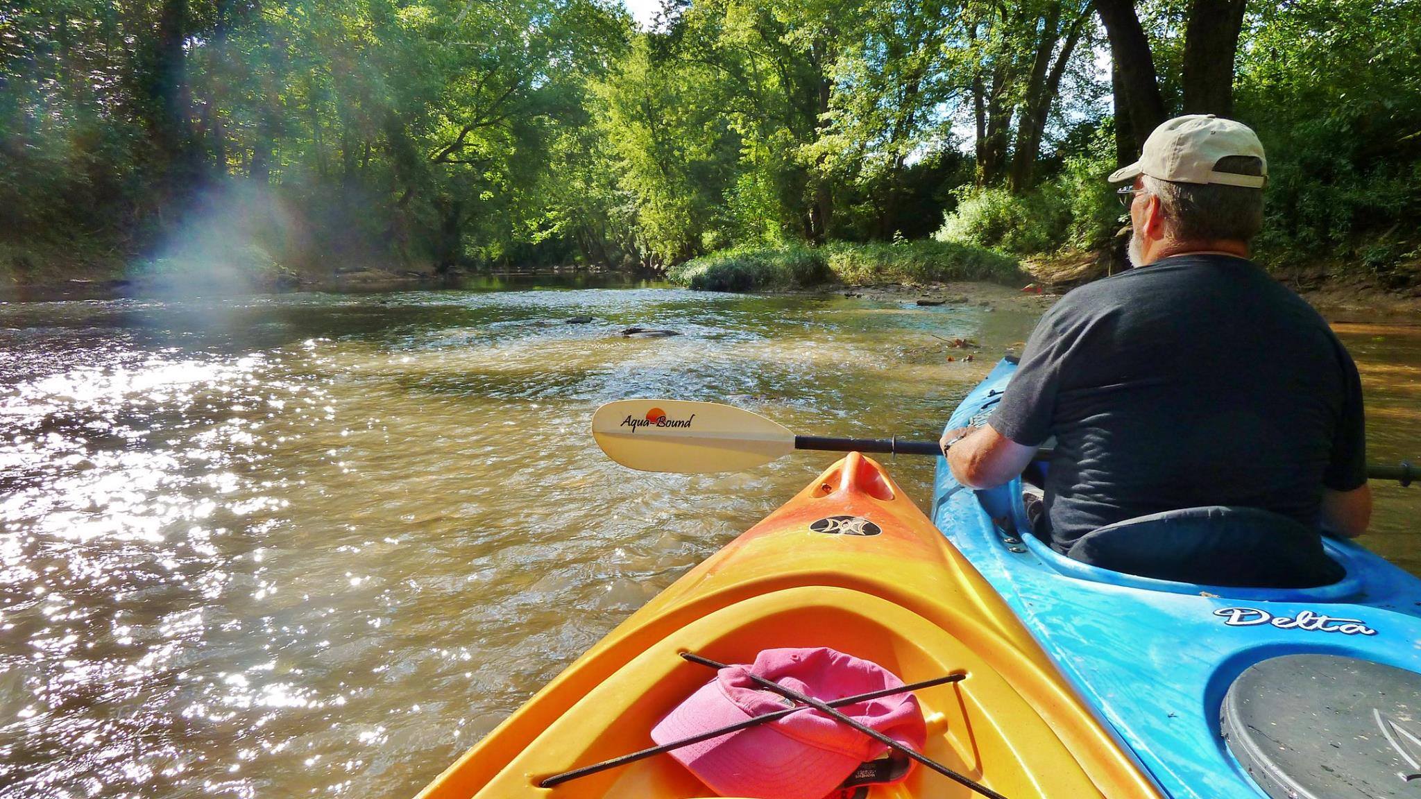 kayaking on a river