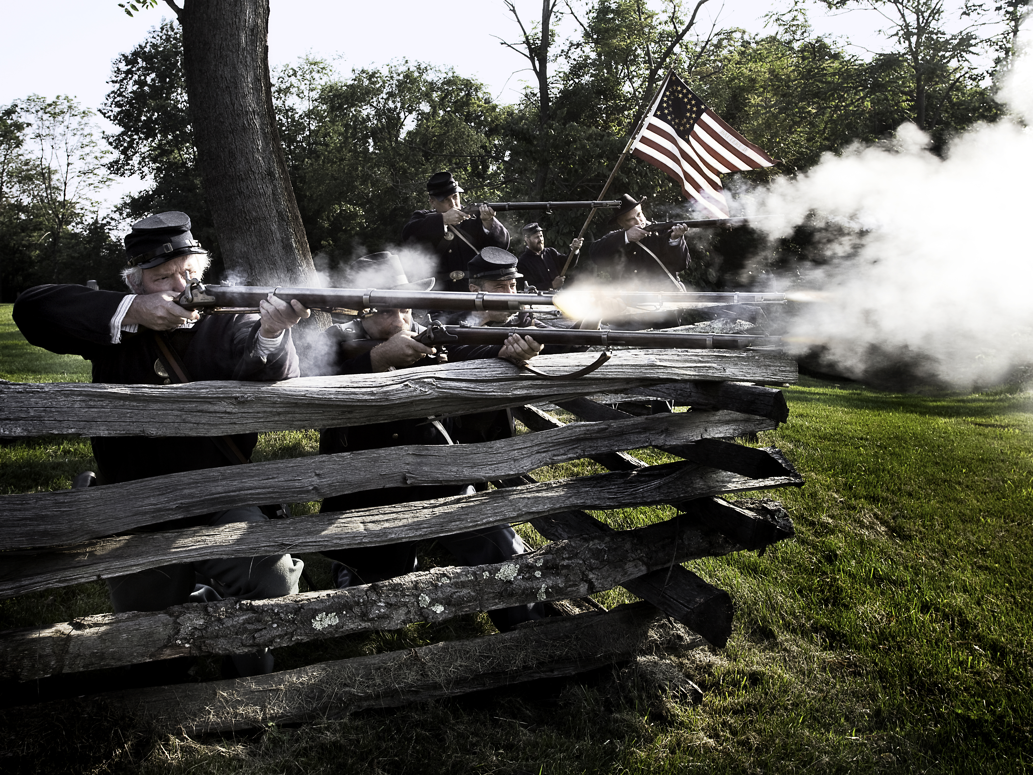 soldiers firing muskets