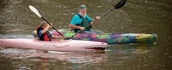 kayaking in open water