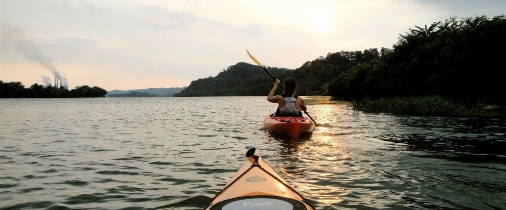 Kayaking on a lake
