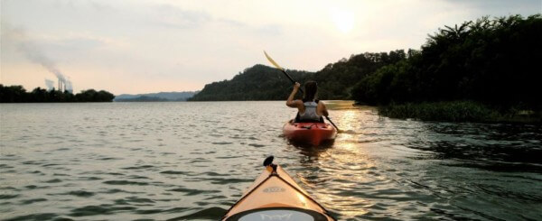 Kayaking on a lake