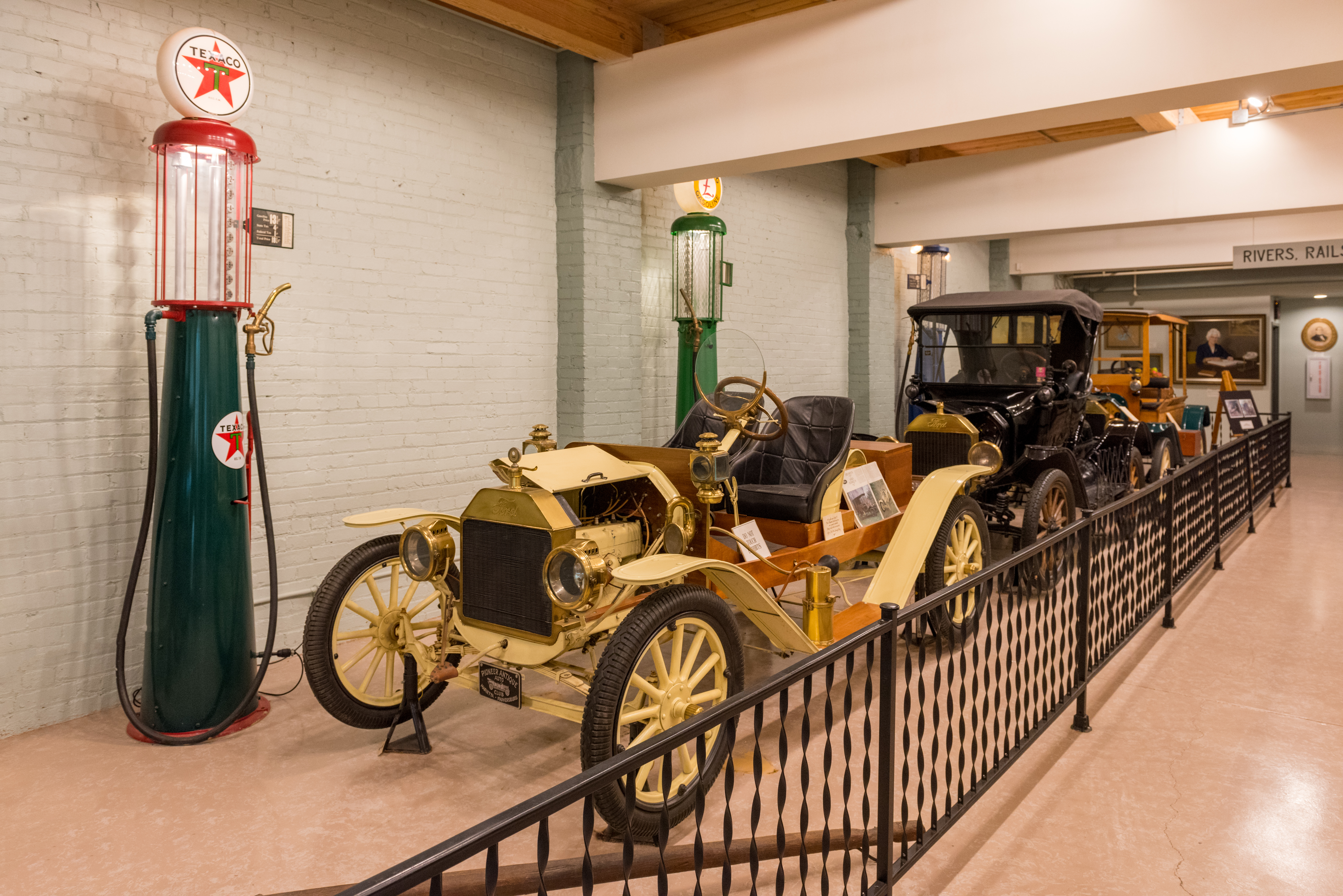 old cars in a museum