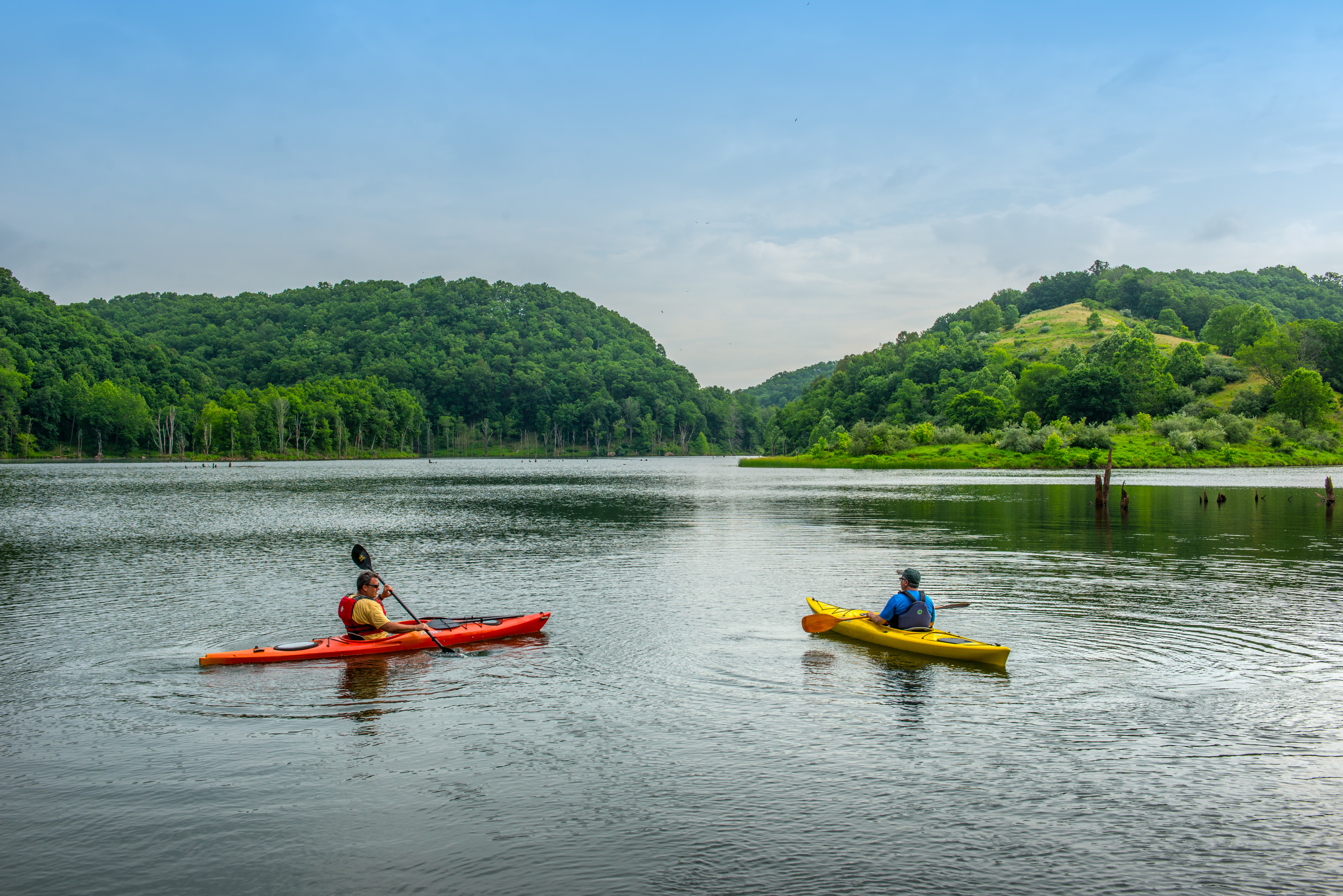 kayaking on a lake