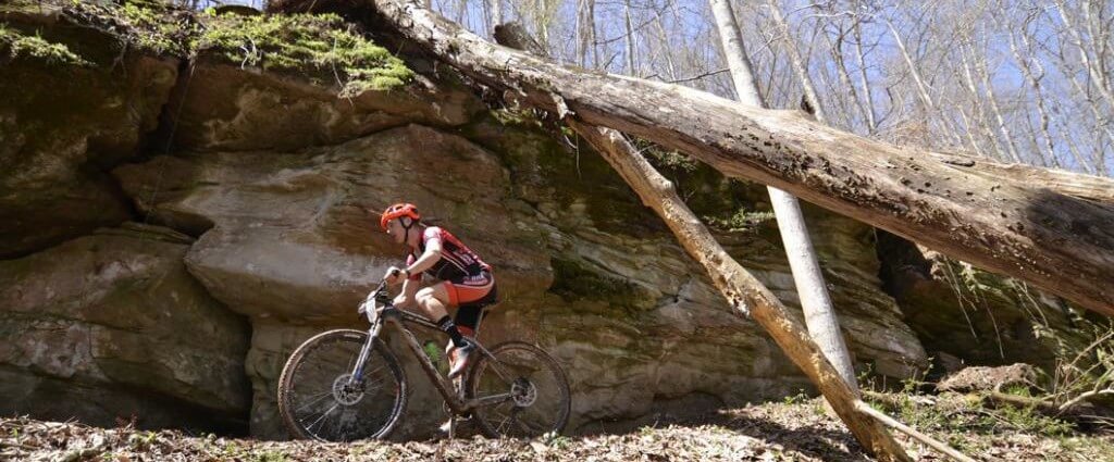 Biking on a mountain trail