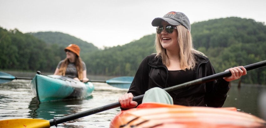 Kayaking on a lake