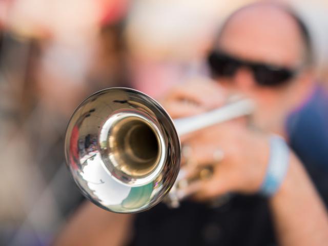 playing a trumpet