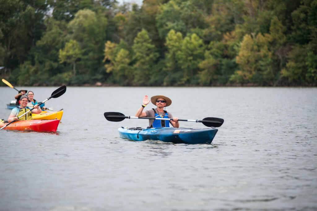 Kayaking on lake