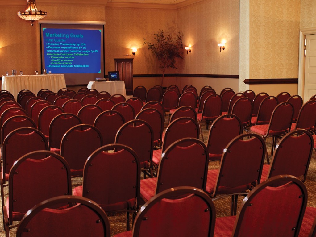 Empty Meeting room with a lot of chairs set up