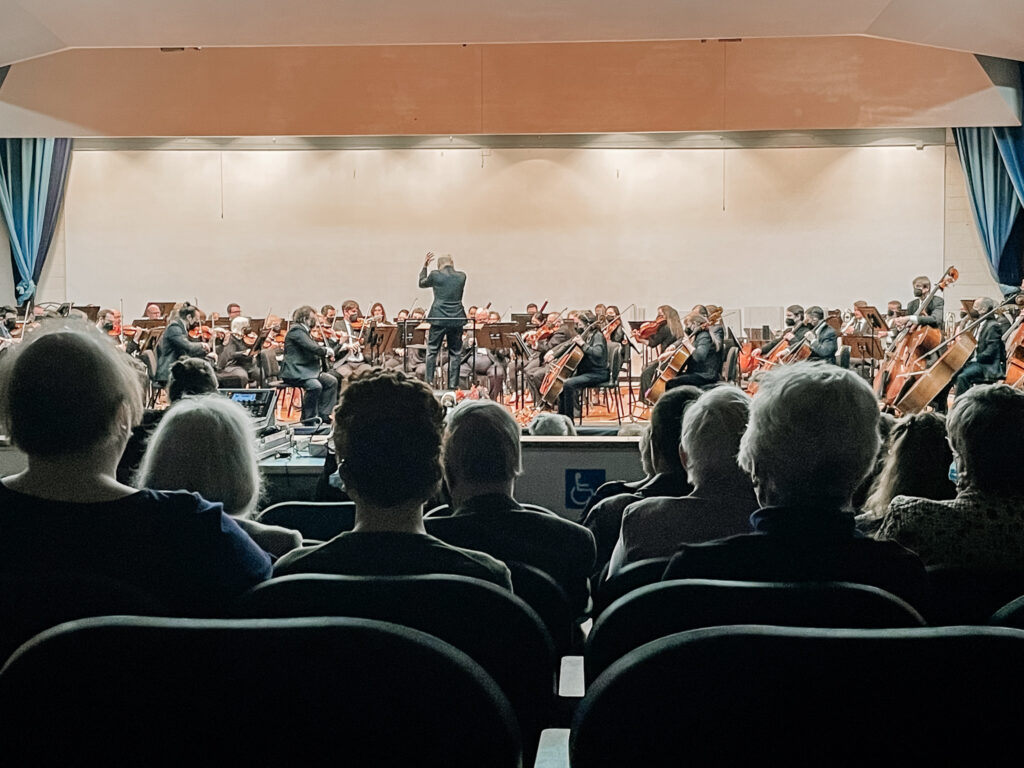 West Virginia symphony orchestra performing with audience